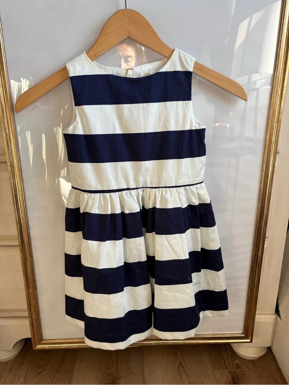 J crew Navy and White Striped Sleeveless Girls' Dress